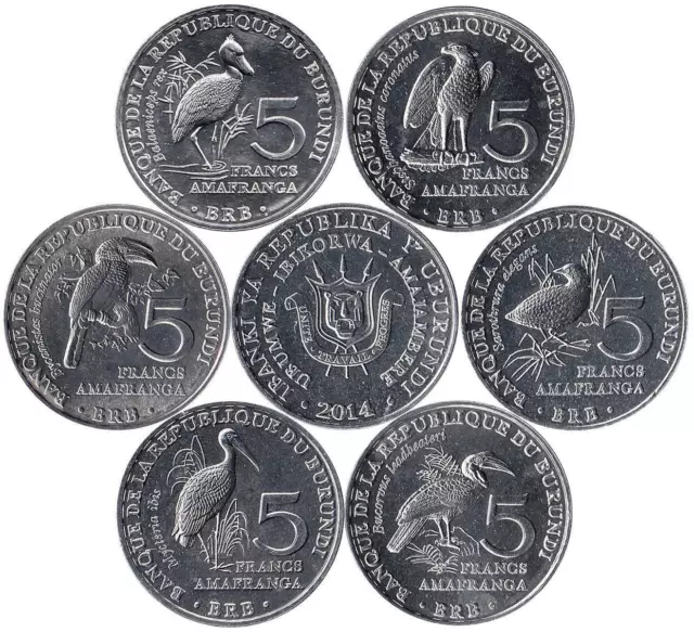 Burundi 6 x 5 Francs 2014 "Vogel"