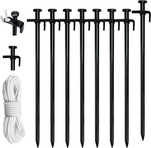 Eurmax USA 12in Multiuse Heavy Duty Steel Tent Stakes for Outdoor Camping Canopy