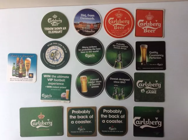 17  different Carlsberg Brewery  Australian Issue  Beer Coasters