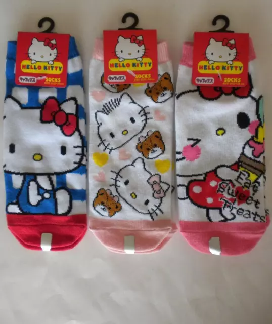 Nuovo con Etichette 3 Paio Hello Kitty Calzini Importato Da Giappone