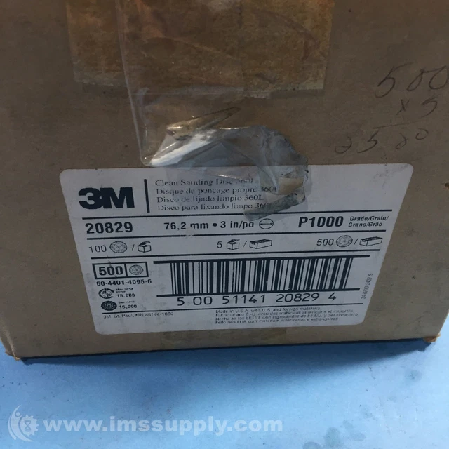 3M 20829 Box of 500 Clean Sanding Discs 360L, 20829, 3 in P1000 FNOB