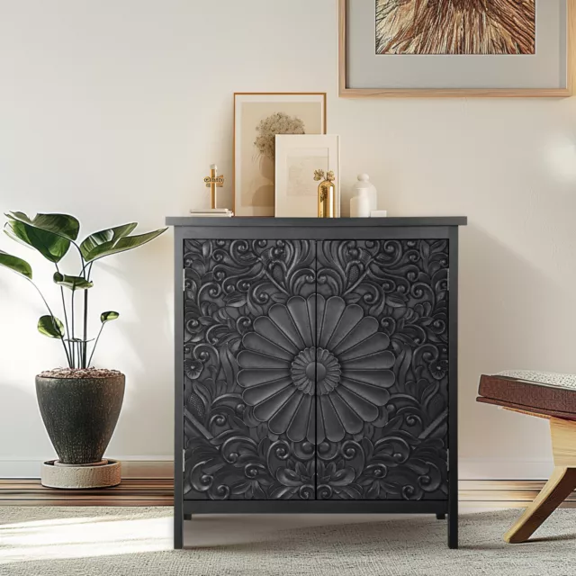 Distressed Storage Cabinet with Doors Buffet Cabinet for Living Room Entryway