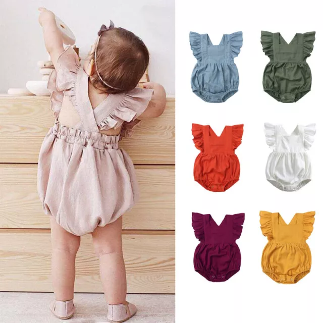 Newborn Baby Girl Clothes Ruffle Romper Tops Jumpsuit Bodysuit Dress Outfits Set