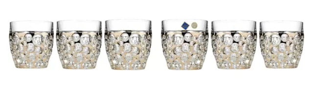 Bohemia Jihlava 10 Oz Crystal Lisboa DOF Glasses with Platinum Web, Set of 6 New 2