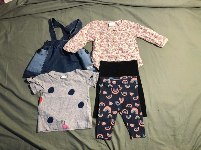 Baby Girl 3-6 Months 5 Piece Bundle Spotty 2 Tops Denim Dress Leggings Next