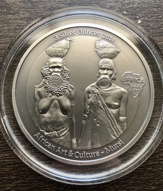 2014 Congo 2,000 Francs Morsi - 3 oz Fine Silver 0.999 Rare Big Size 300 Mint