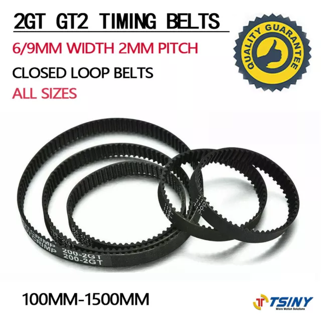 GT2 Timing Belt Width 6mm 9mm Power Drive Belt 98mm-1524mm Closed Rubber Belts