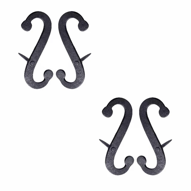 Renovators Supply 2 Pair Black Shutter Dog S Shaped Wrought Iron Material