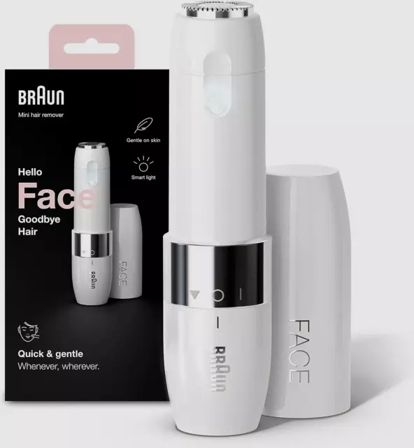 Braun Face Mini Hair Remover, Facial Hair Remover for Women Mini-Sized - White