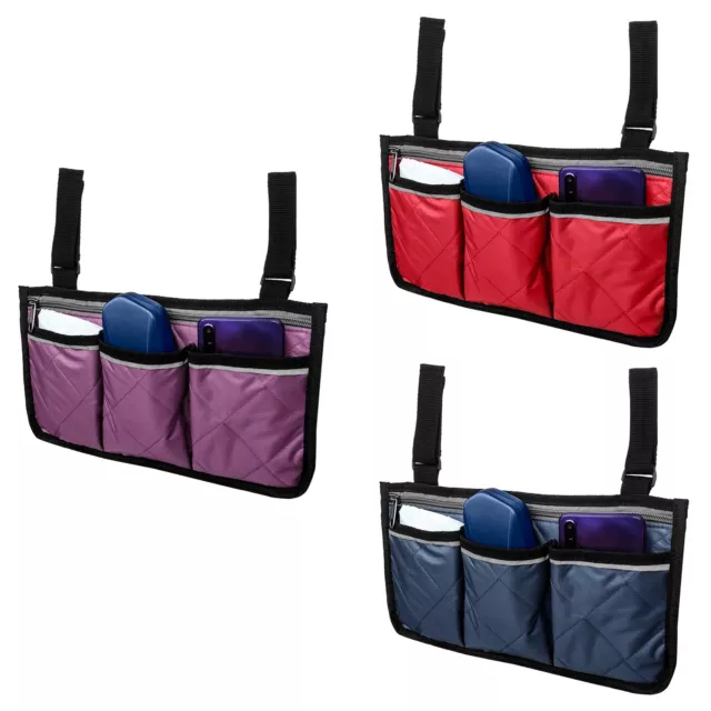 Bolso colgante lateral multifuncional para silla de ruedas bolsa de almacenamiento para silla de oficina reposabrazos QT
