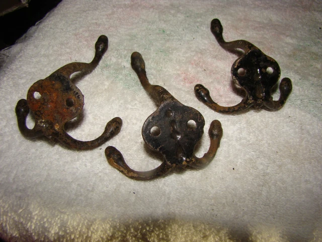 3  BLACK PAINTED Antique Clothes  Hanger Bedroom Bathroom Door Wall Mounted Hook