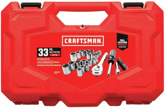 Craftsman 33 Pc 3/8” Drive Mechanics Socket Tool Set Cmmt12013