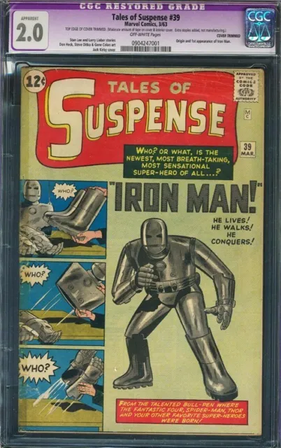 Tales Of Suspense #39 CGC 2.0 Restored 1st Appearance of Iron Man Marvel 1963