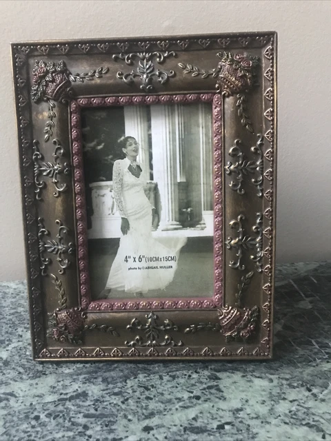 Gorgeous￼ Solid Brass Photo Frame 7 X 9 in Ornated ￼￼￼ Brown Tone Great￼￼