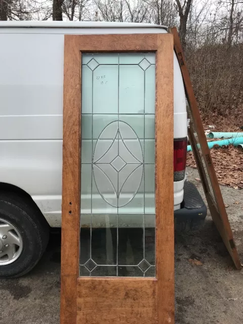 OXF 22 Antique Beveled Leaded Entrance Or French Door 29.75 X 79.25