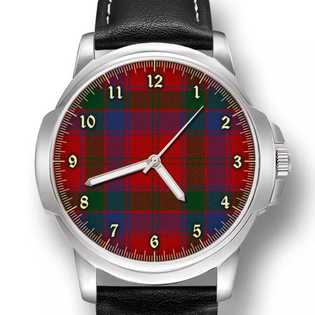 Robertson Scottish Clan Tartan Mens Wrist Watch Birthday Best Gift Engraved