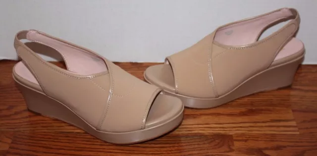 NEW Womens Taryn Rose Shoshana Beige Wedge Platform Shoes Size 7.5 M