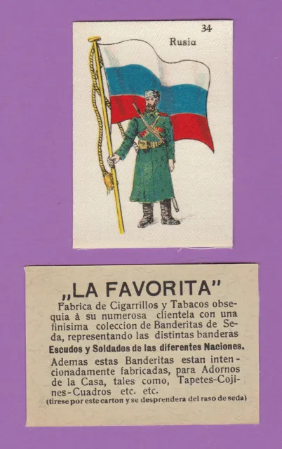 La Favorita (Canary Islands) - Scarce Silk Flags & Soldiers Card - Russia