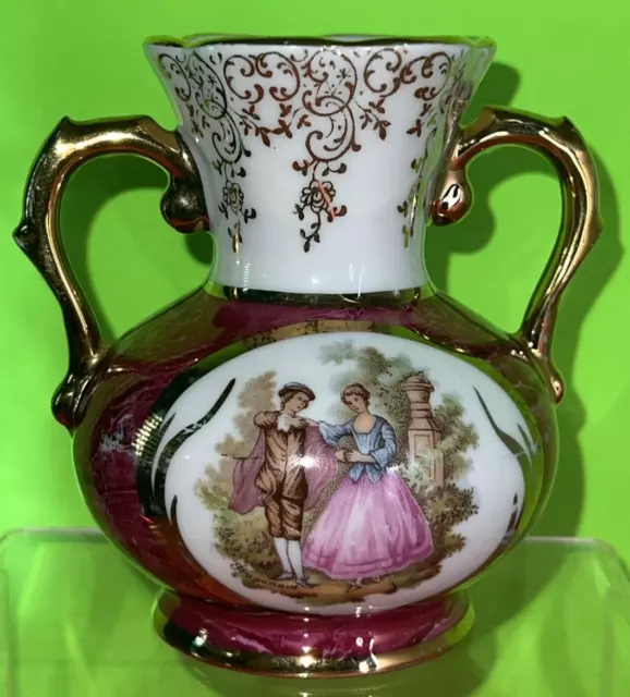 Romantic Dating Couple by R Limoges P France Mini Vase Porcelaine D’art Vintage