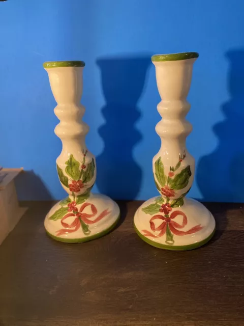 Pair of Pretty Hand painted candlesticks