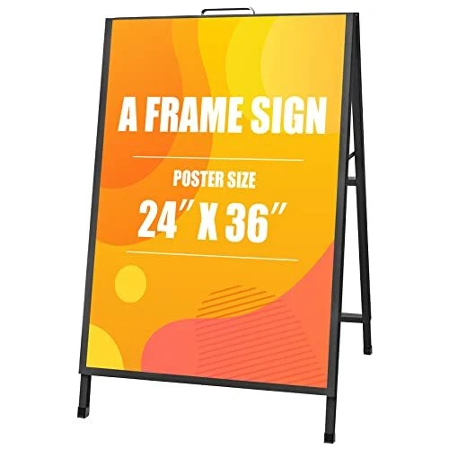 24 x 36 Inch A Frame Sign Portable Double-Sided Folding Sandwich Board with C...