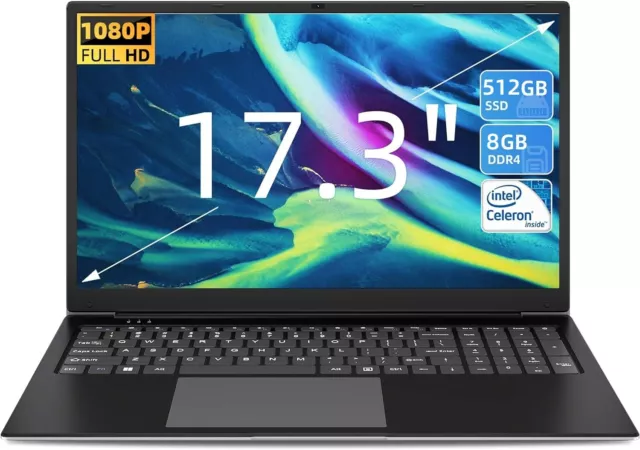 SGIN  17.3" Laptop Intel Celeron Quad-Core 2.8 GHZ 8GB 512GB SSD HD (1920 x 1200