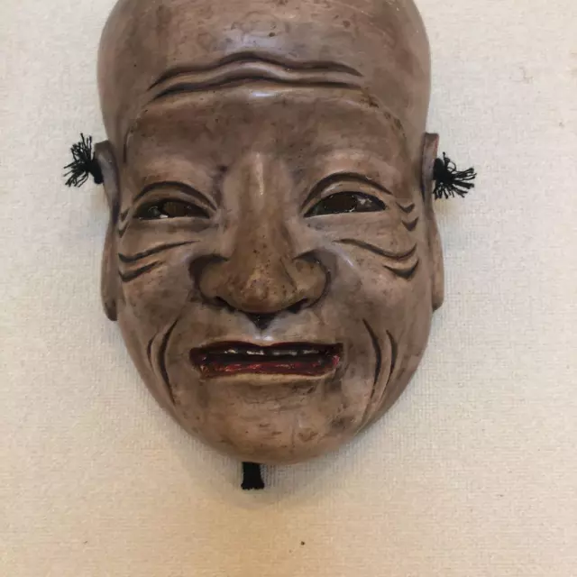 NOH MASK Japanese Wood Carved Mask Noh Kagura Okina