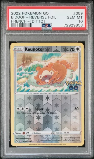 Bidoof (Ditto) Pokemon 2022 CGC 9 Pokemon Go 059/078 Reverse Holo