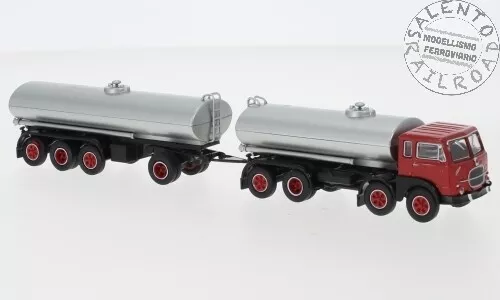 BREKINA 58450 camion Fiat 690 Millepiedi rosso con cisterna grigia in scala 1:87