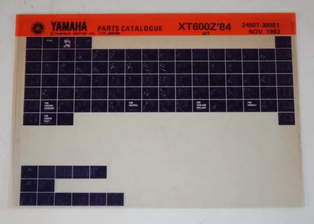 Microfiche Parts Catalogue/Spare Parts Catalog Yamaha XT 600 84 Stand 12/1983