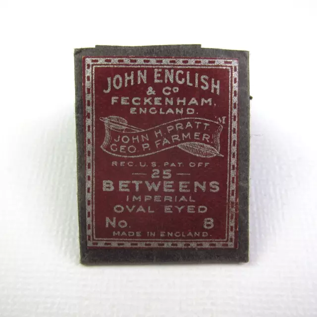 Antique Package Sewing Needles John English & Co Betweens Imperial Oval Eyed #8