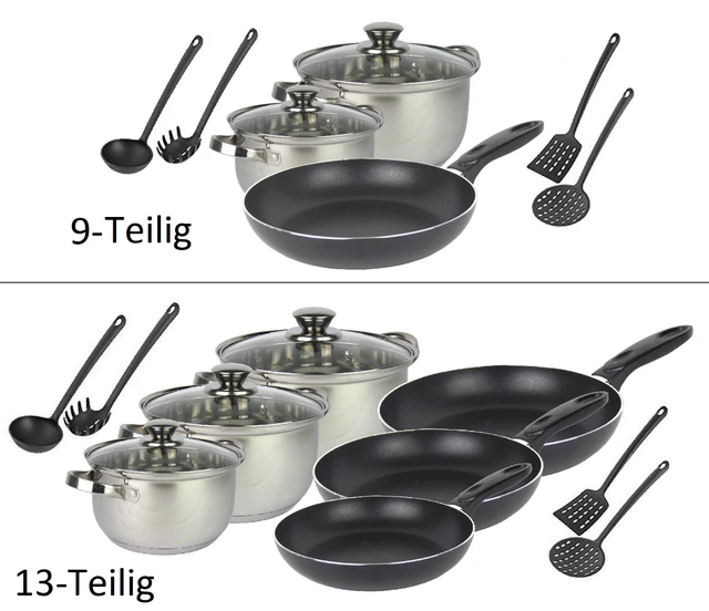 Töpfe Pfannen Set 13-teiliges Basic Kochset - Topfset + Pfannenset + Küchenhelfer Für Einsteiger Wmf Topfset