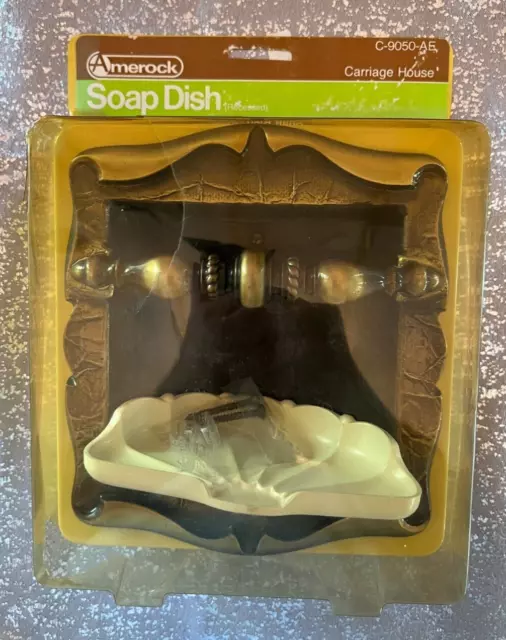 NOS 1970's Vintage Amerock Carriage House MCM Recessed Bath Soap Dish Grab Bar