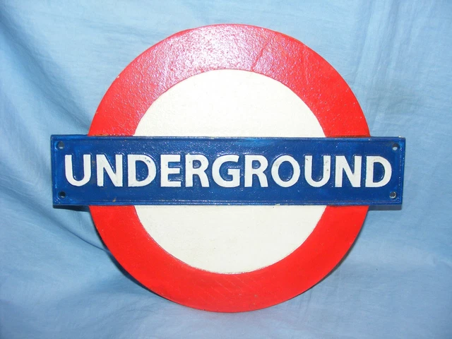 London Underground Sign Railway Cast Iron Advertising Garage Man Cave Train 30cm