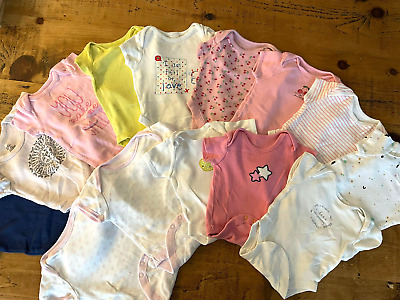 Body bimba 0-3 mesi grande pacchetto 14 maniche corte rosa bianco