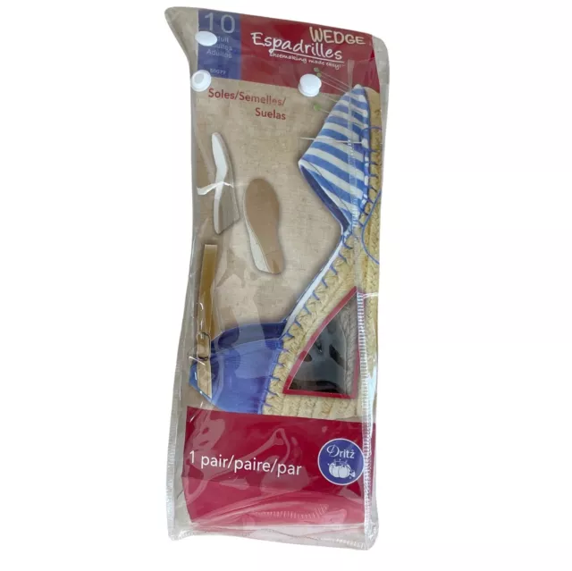 New Dritz DIY Wedge Espadrilles Kit Womens 10 Make your own shoes Pattern