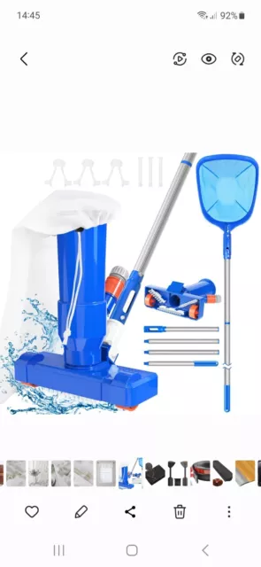 Pool Cleaning Kit, Swimming Pool Vacuum Cleaner & Pool Net with 5 Pol...