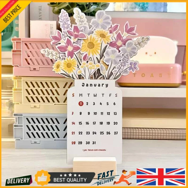 2024 CREATIVE FLOWER Desk Calendar, Vase Shaped New Year Monthly