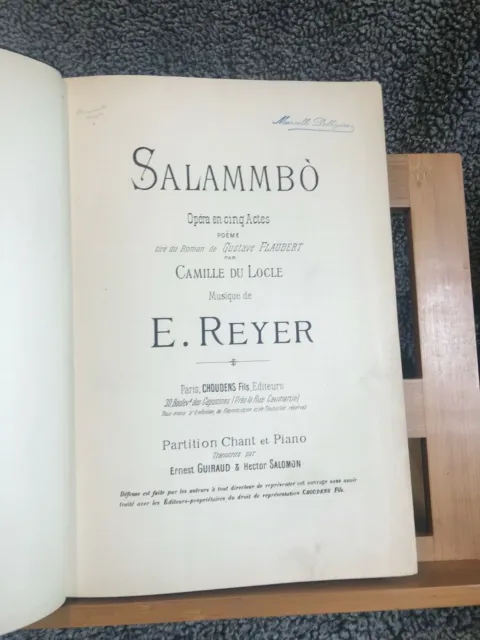 Reyer Salammbo opéra partition chant piano éditions Choudens