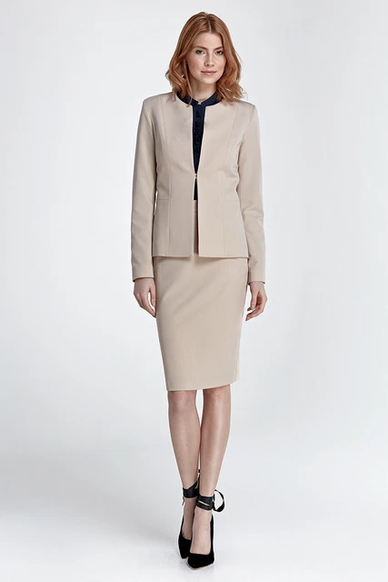 Jupe Veste Complet ENSEMBLE TAILLEUR BEIGE Jupe Et Veste Femme