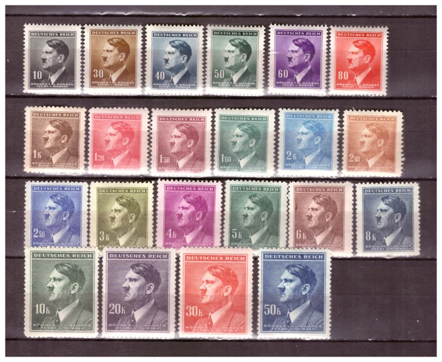 Böhmen und Mähren Sammlung Freimarken Adolf Hitler Mi.89-110  Falz