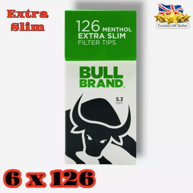 6 x 126 Bull Brand Click Pop Out Extra Slim Menthol Cool Fresh Mint Filter Tips