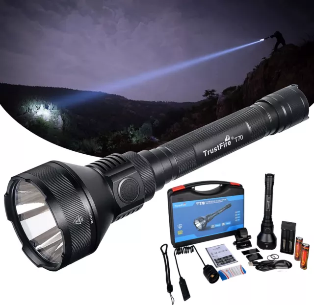 T70 Tactical Hunting Flashlight 2300 Lumens 1000M Range Rechargeable Rifle Light 2