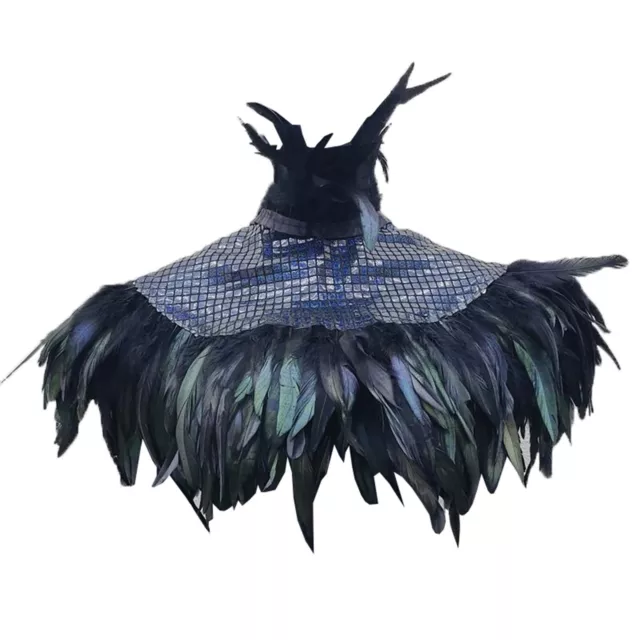 Adult Feather Cape High Collar Shoulder Wrap Vintage Shawl Lace-up Choker Party