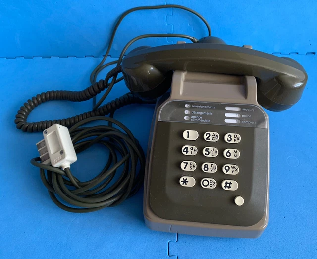 ANCIEN TÉLÉPHONE FIXE à touche avec Coque vintage Socotel S63 Kaki