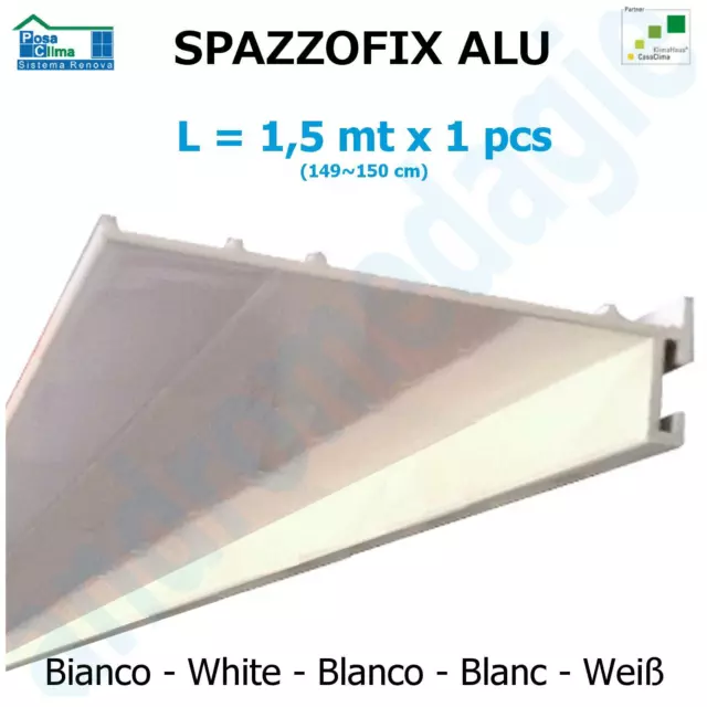 SPAZZOFIX ALU BIANCO L=1,5MT (149~150CM) Profilo portaspazzolino