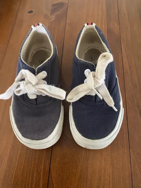 Boat Shoes, Size 8 Kids Rubber Sole Vintage Canvas Footwear Durable Lace Up