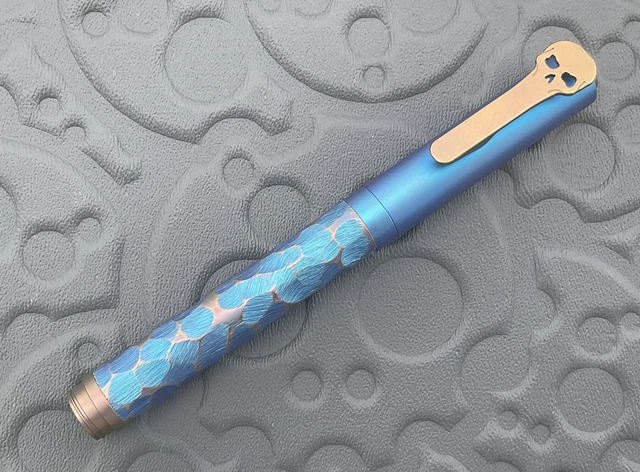 Chaves Ultramar Twist Cap Pen Titanium Blue/Gold Rock Chisel Custom