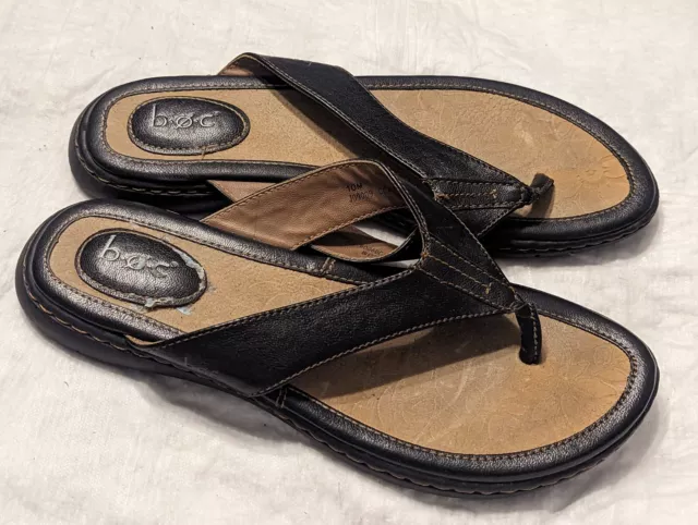 B.O.C. BOC Born Womens 10 M Black Tan  Flip Flop Sandals