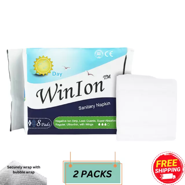 2 Packs Winalite WinIon Sanitary Napkin 8 Pads Girls Day Use With Wings